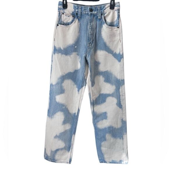 Calvin Klein Original Wide Leg jeans size W27 Blue White Cloud Pattern - Picture 5 of 15
